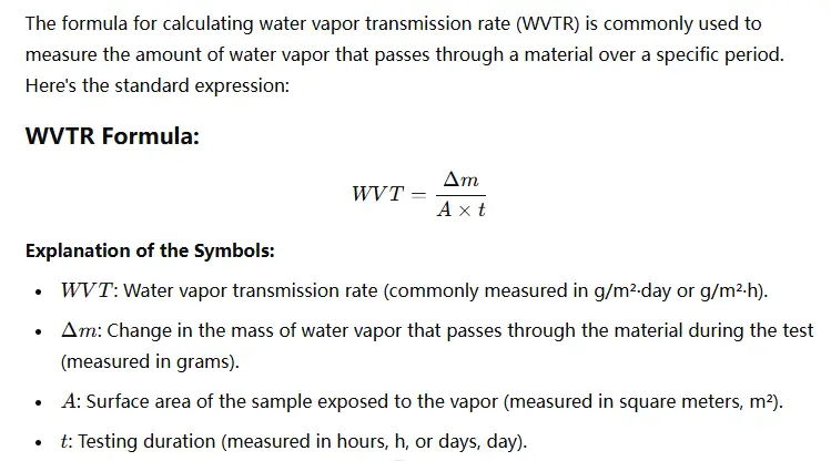 water vapor transmission rate formula